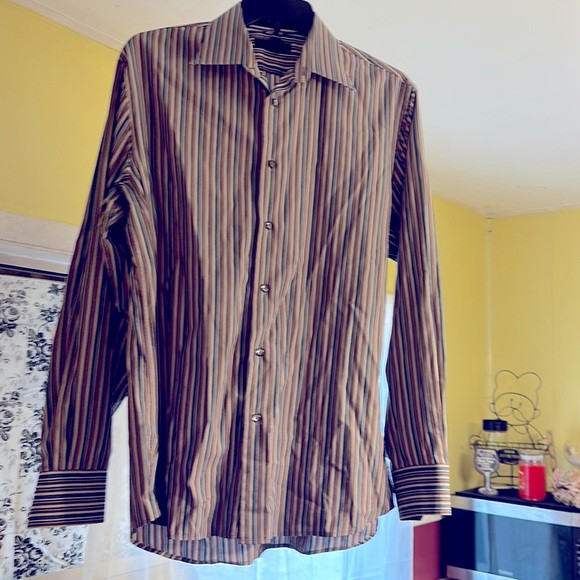 Express Striped Stretch Button Down Men’s Shirt Size L - Picture 1 of 3